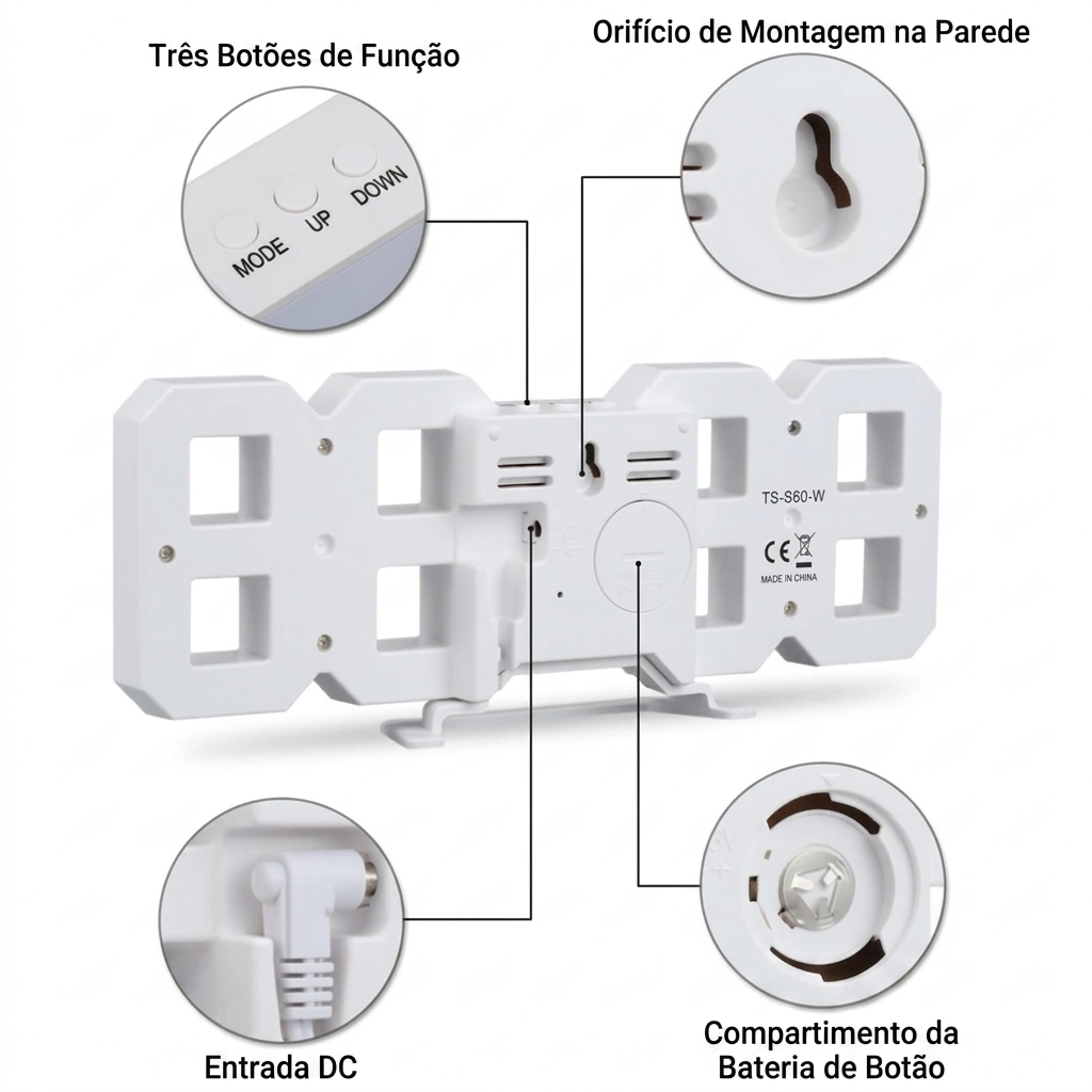 Relógio LED 3D Minimalista — O Detalhe que Transforma Qualquer Ambiente