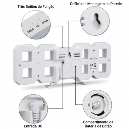 Relógio LED 3D Minimalista — O Detalhe que Transforma Qualquer Ambiente