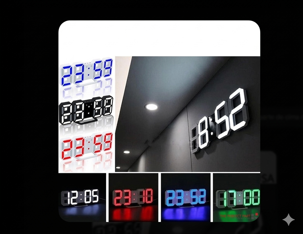 Relógio LED 3D Minimalista — O Detalhe que Transforma Qualquer Ambiente