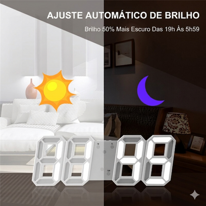 Relógio LED 3D Minimalista — O Detalhe que Transforma Qualquer Ambiente
